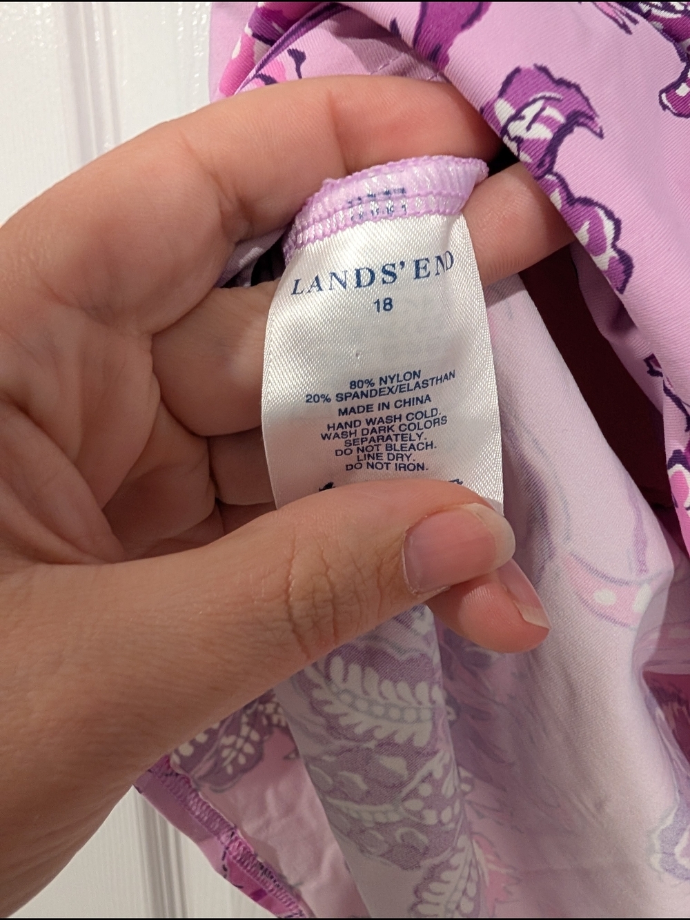 Lands' End Purple & Pink Floral Twist-Front Tankini Swim Top in Size 18 - Picture 10 of 12